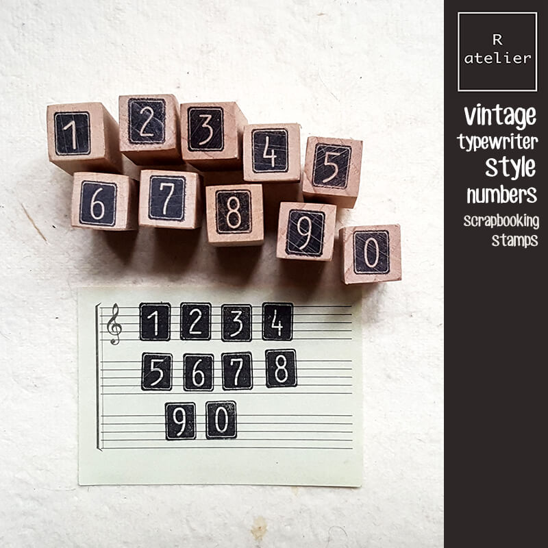 Vintage Typewriter Style Numbers Scrapbooking Wooden Stamp