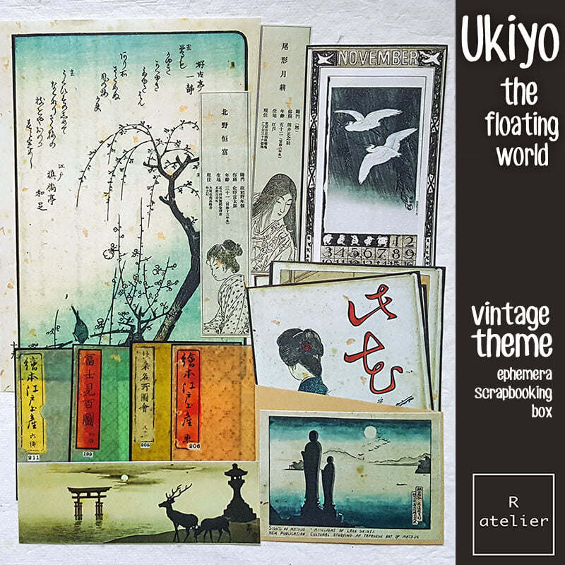 Ukiyo Japanese Ephemera Scrapbooking Junk Journal Kit