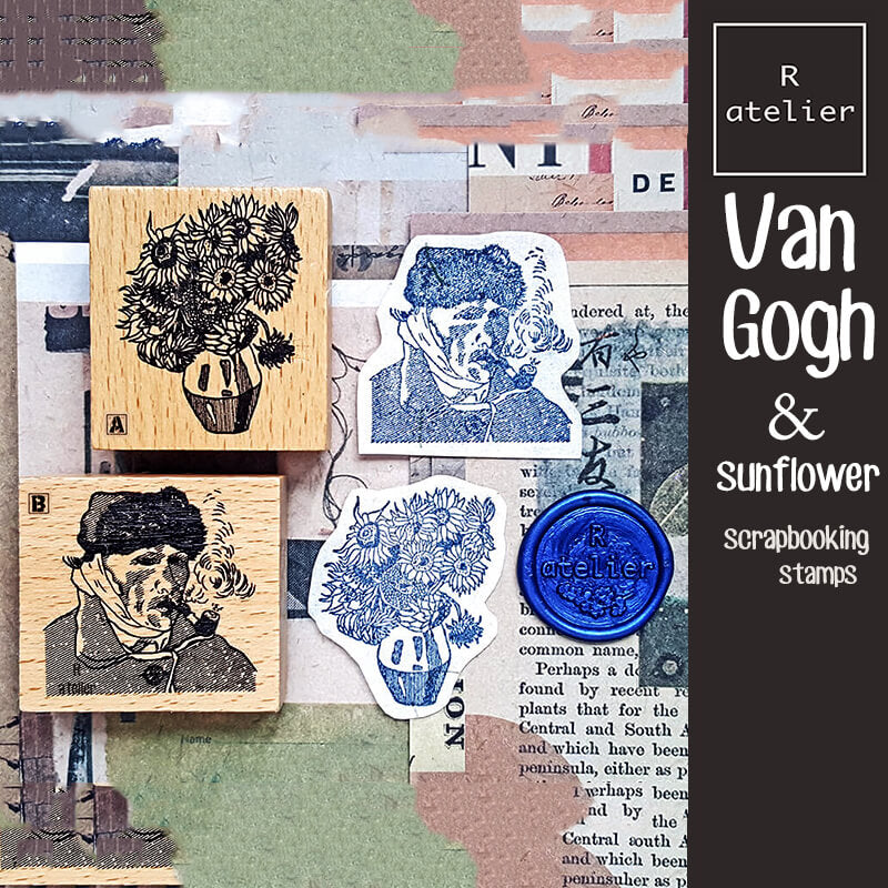 Van Gogh's sunflower Scrapbooking Wooden Stamps