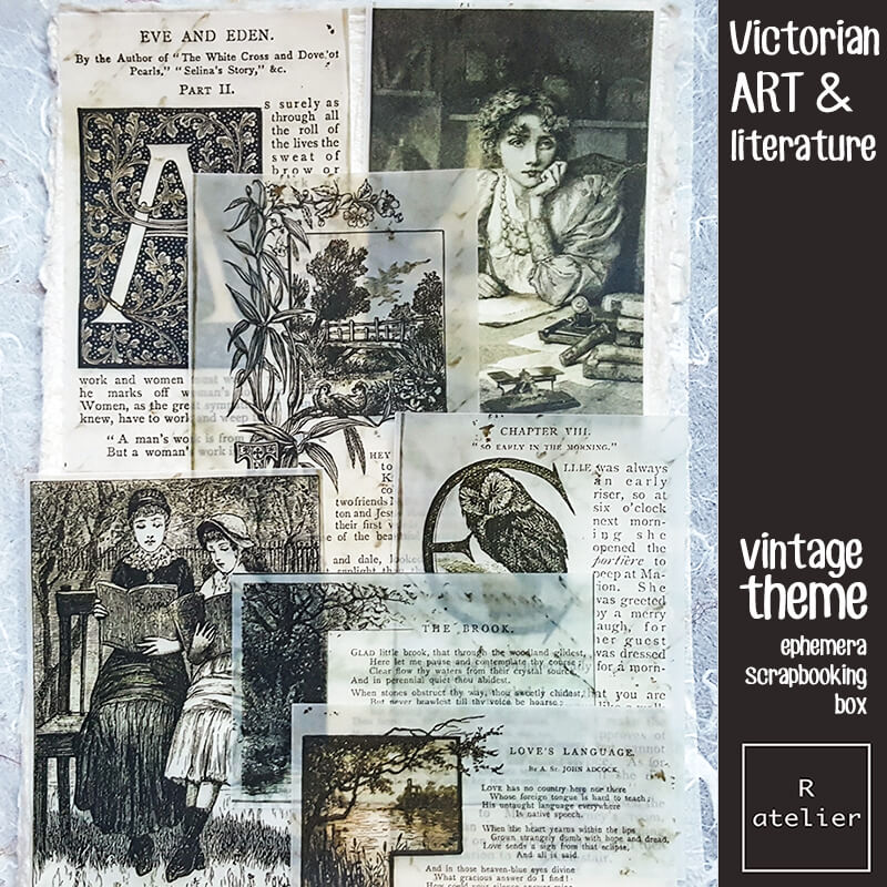 Victorian Art & Literature Ephemera Junk Journal Scrapbooking Box