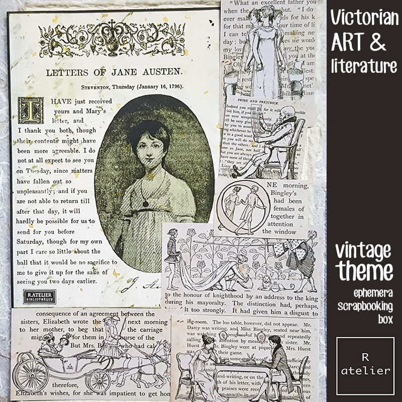 Victorian Art & Literature Ephemera Junk Journal Scrapbooking Box