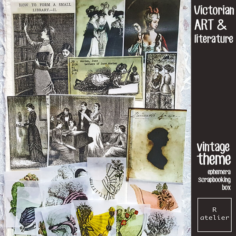 Victorian Art & Literature Ephemera Junk Journal Scrapbooking Box