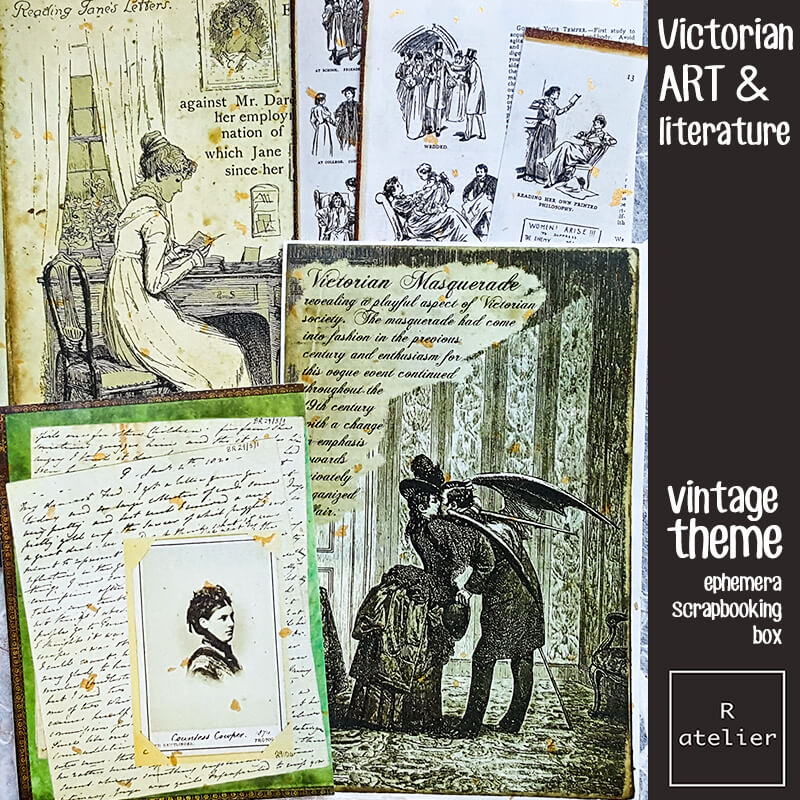 Victorian Art & Literature Ephemera Junk Journal Scrapbooking Box