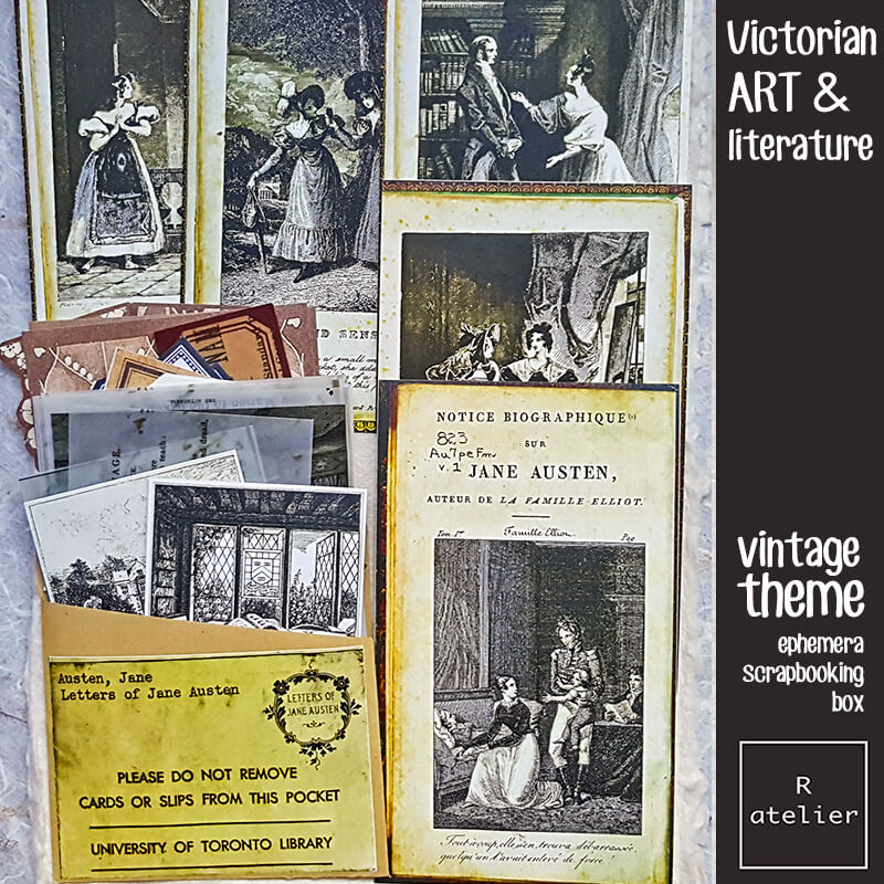 Victorian Art & Literature Ephemera Junk Journal Scrapbooking Box