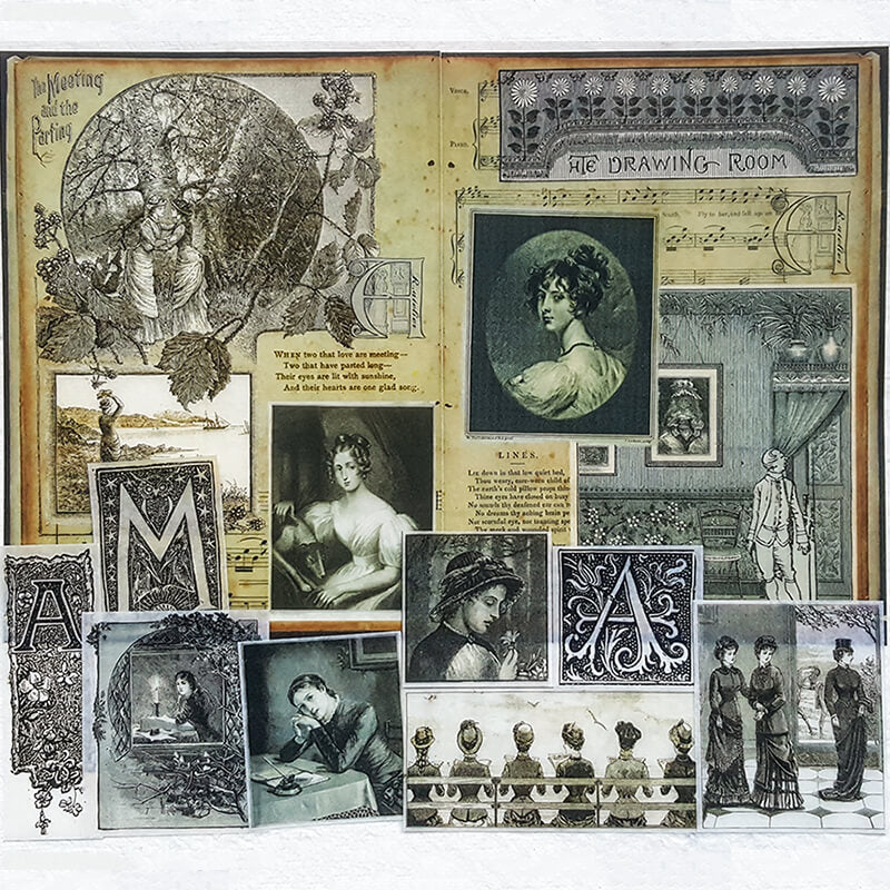 Victorian Art & Literature Ephemera Junk Journal Scrapbooking Box