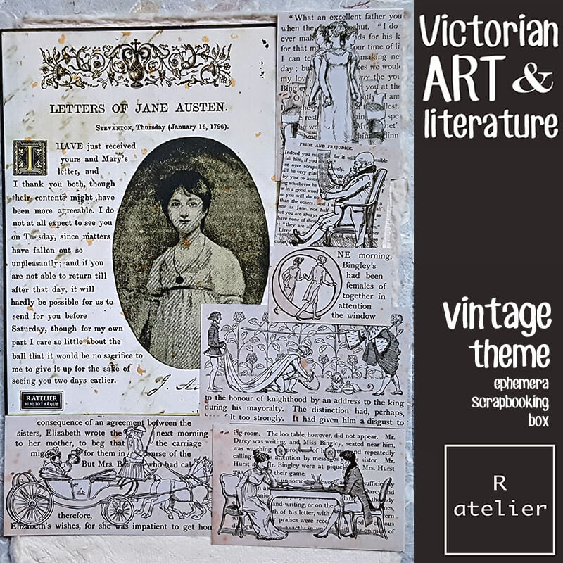 Victorian Art & Literature Ephemera Junk Journal Scrapbooking Box