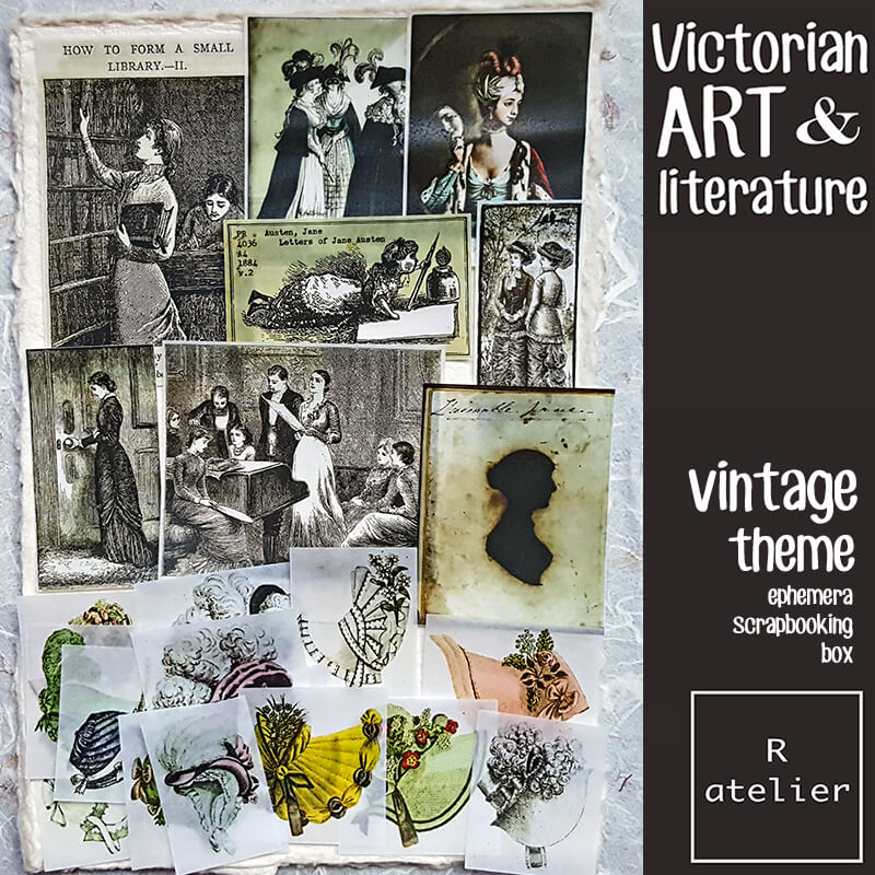 Victorian Art & Literature Ephemera Junk Journal Scrapbooking Box