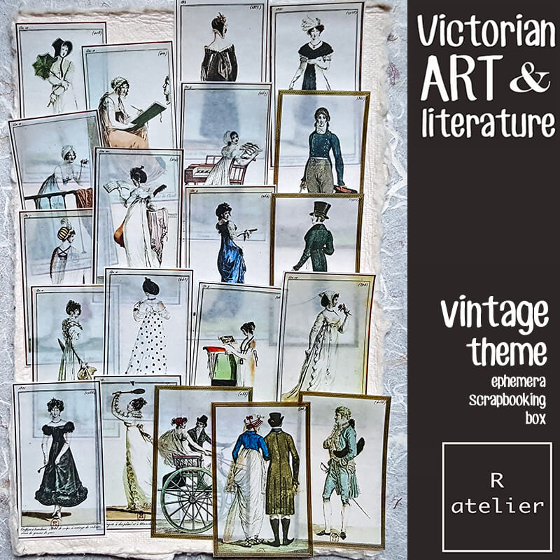 Victorian Art & Literature Ephemera Junk Journal Scrapbooking Box