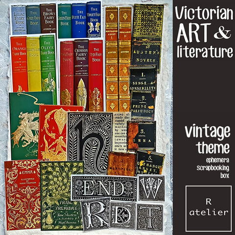 Victorian Art & Literature Ephemera Junk Journal Scrapbooking Box