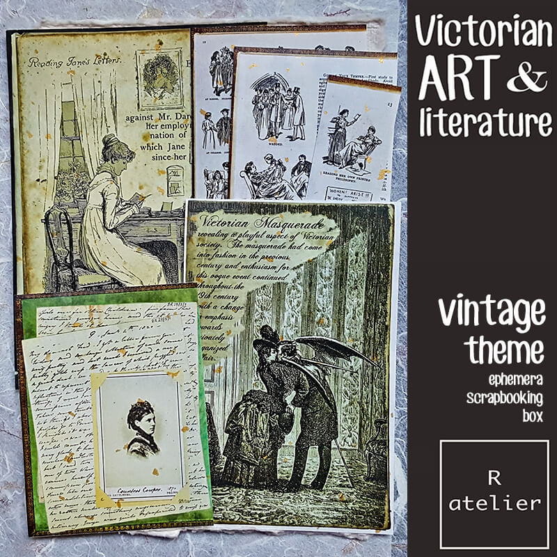 Victorian Art & Literature Ephemera Junk Journal Scrapbooking Box