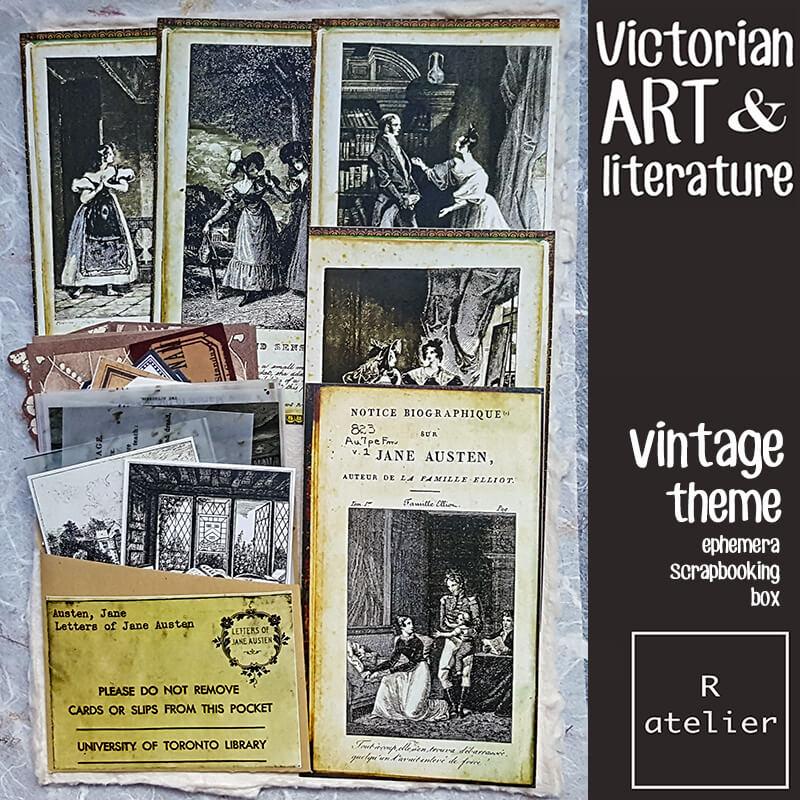 Victorian Art & Literature Ephemera Junk Journal Scrapbooking Box