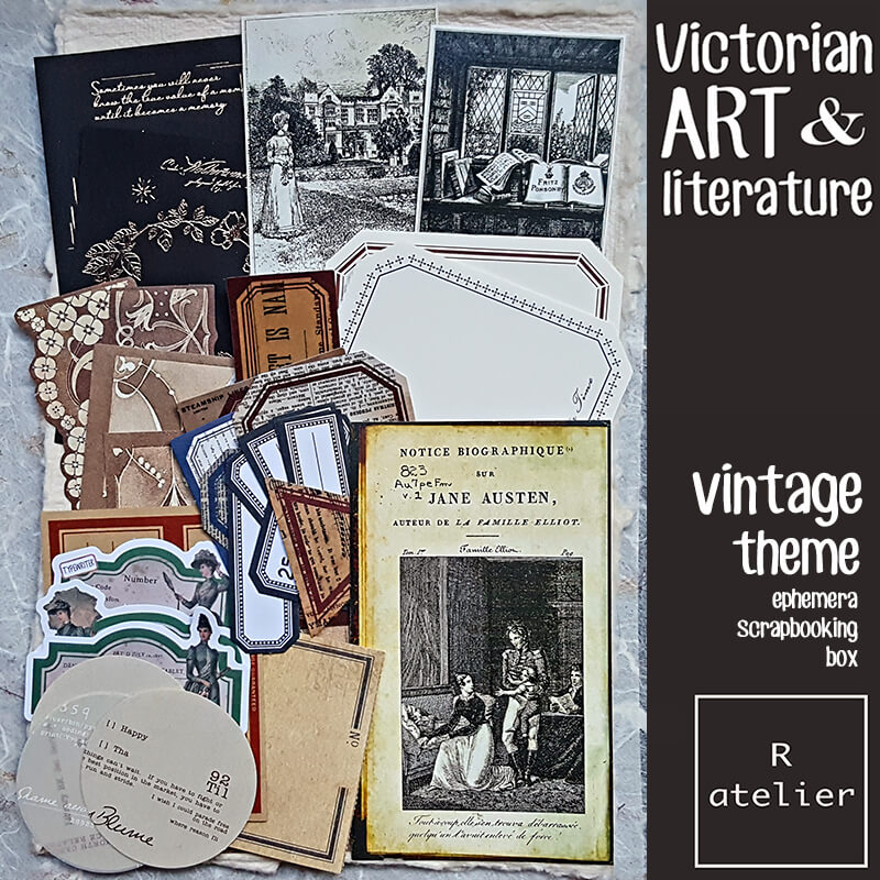 Victorian Art & Literature Ephemera Junk Journal Scrapbooking Box