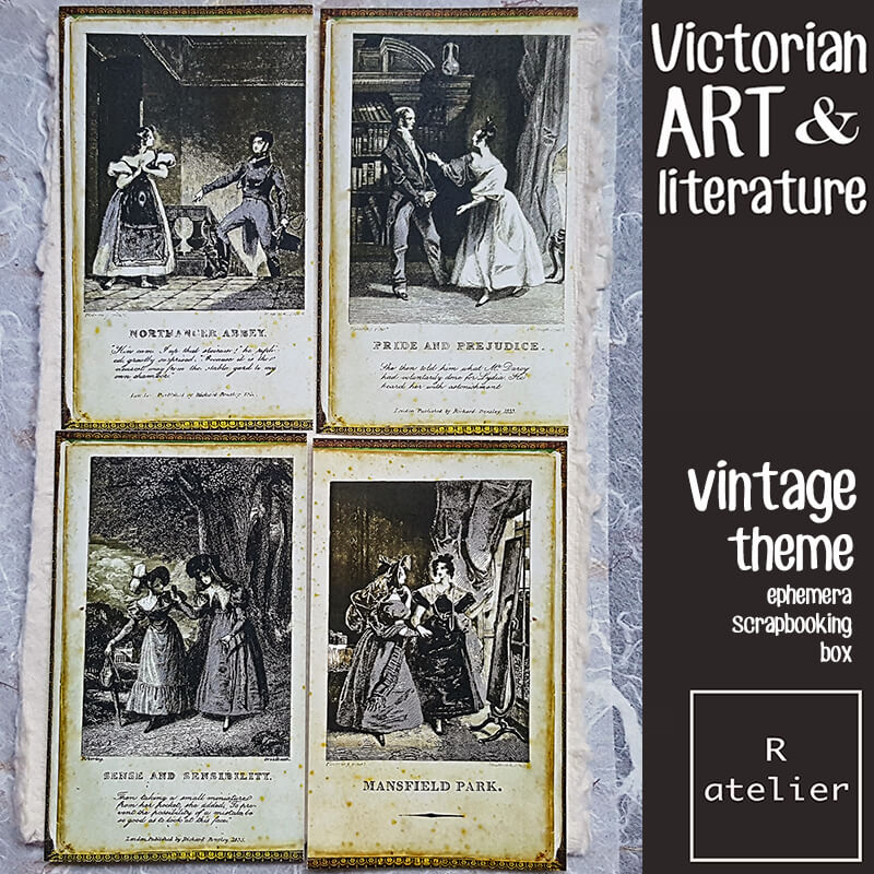 Victorian Art & Literature Ephemera Junk Journal Scrapbooking Box