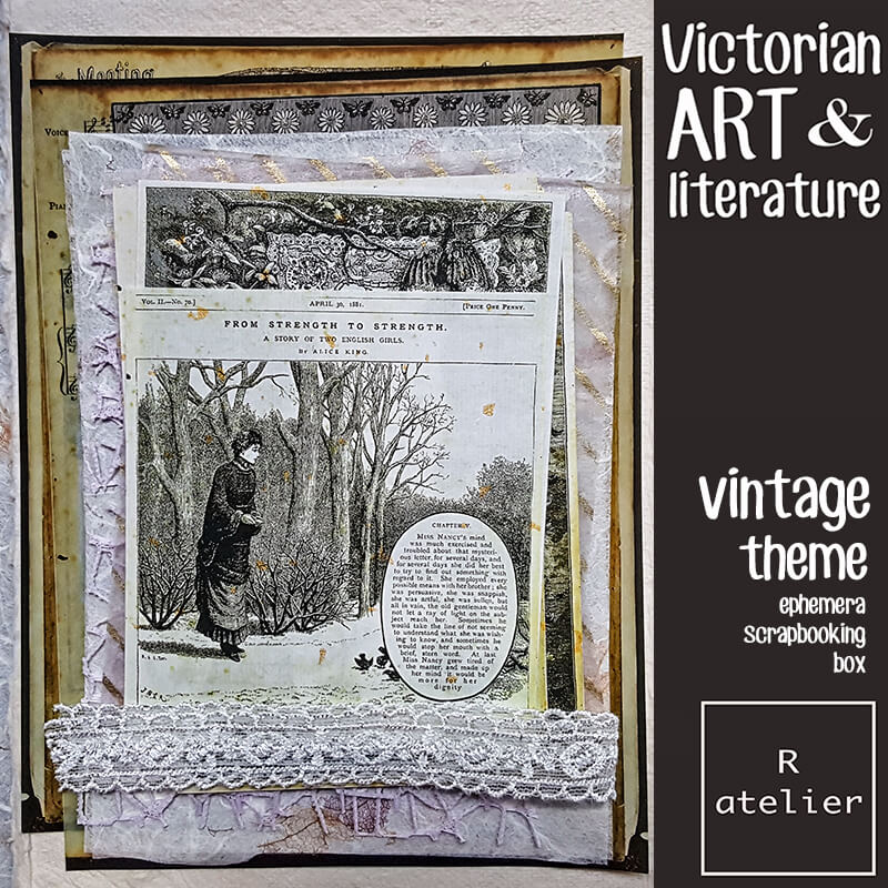 Victorian Art & Literature Ephemera Junk Journal Scrapbooking Box