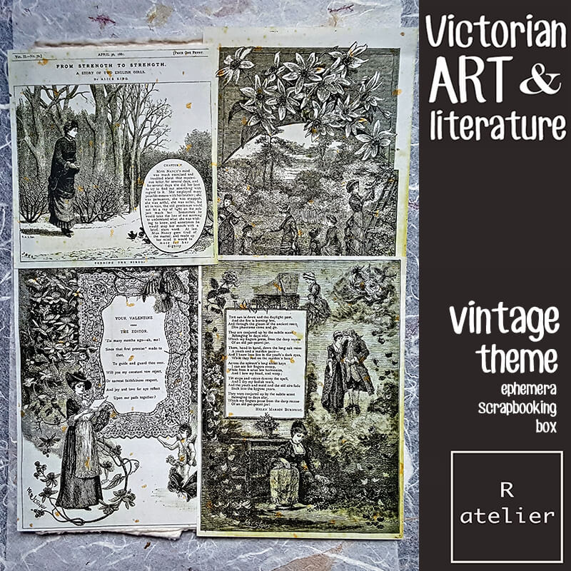  Victorian Art & Literature Ephemera Junk Journal Scrapbooking Box