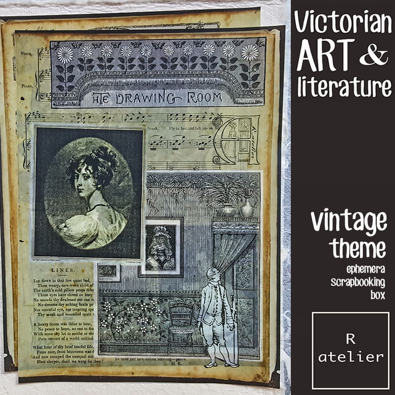 Victorian Art & Literature Ephemera Junk Journal Scrapbooking Box