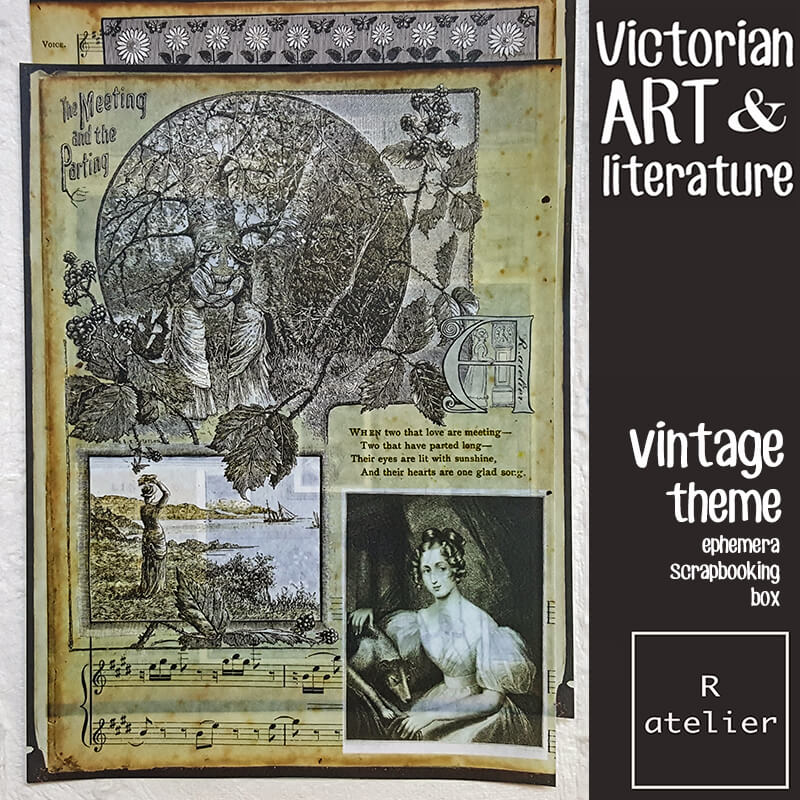 Victorian Art & Literature Ephemera Junk Journal Scrapbooking Box