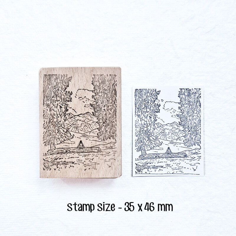 Wanderlust Alpine Mountain Hiking Travelogue (1) Scrapbooking Wooden Stamp