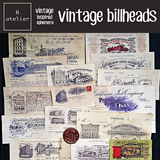 Vintage Billheads Scrapbooking Paper Ephemera (Coffee Stained)