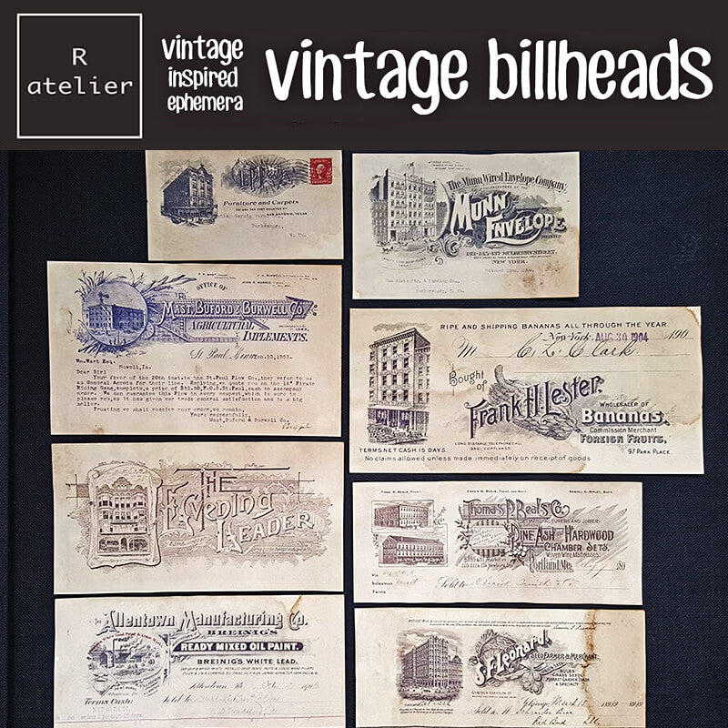 Vintage Billheads Scrapbooking Paper Ephemera (Coffee Stained)