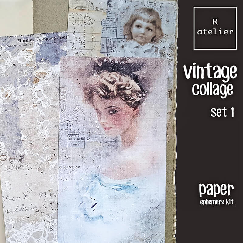 Vintage Collage Scrapbooking Paper Ephemera Kit