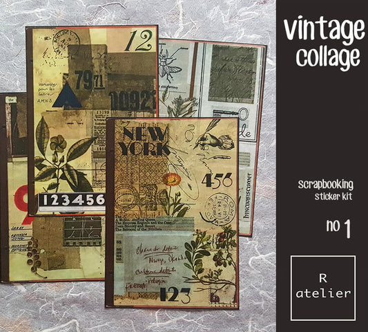 Vintage Collage | Scrapbooking Washi Stickers Kit