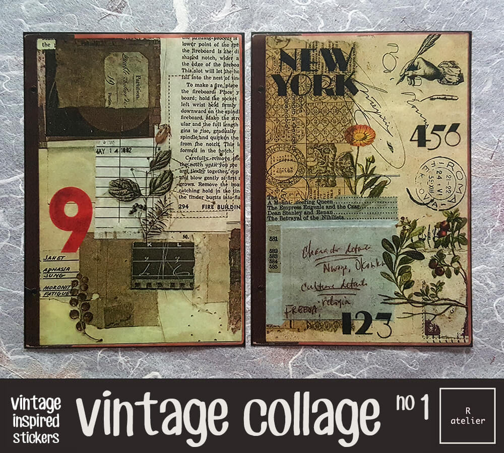 Vintage Collage | Scrapbooking Washi Stickers Kit