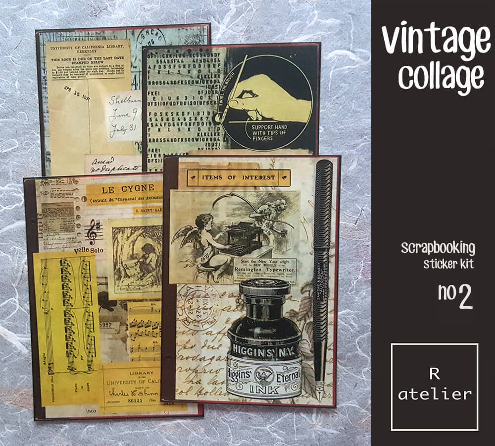 Vintage Collage | Scrapbooking Washi Stickers Kit