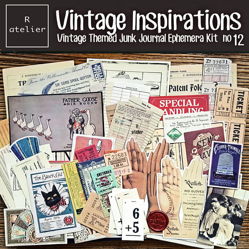 Vintage Inspirations Scrapbooking Paper Sticker Ephemera Kit