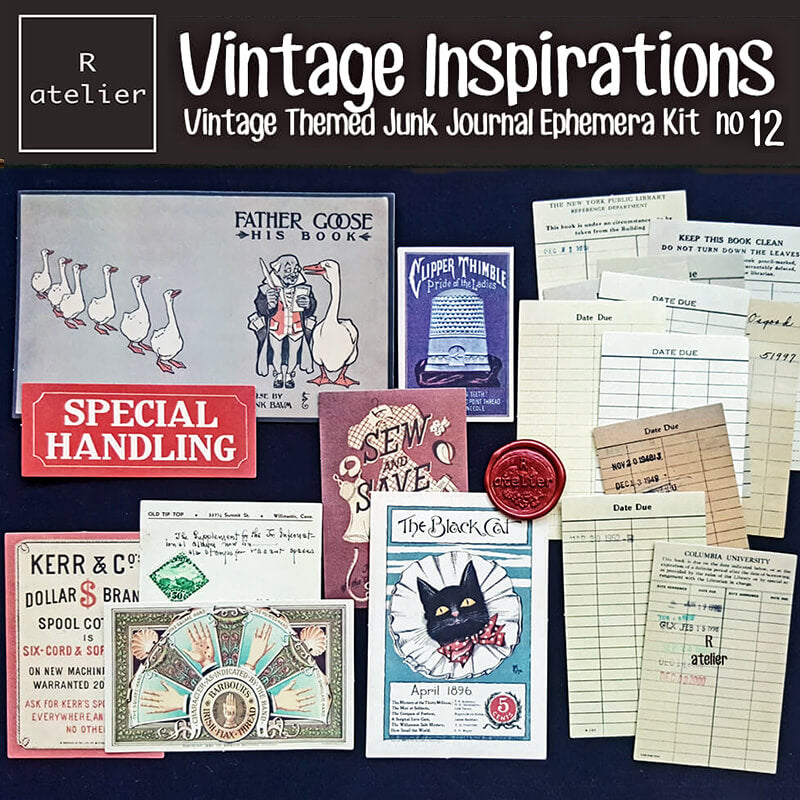 Vintage Inspirations Scrapbooking Paper Sticker Ephemera Kit