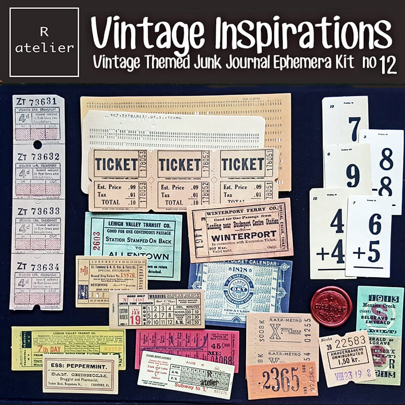 Vintage Inspirations Scrapbooking Paper Sticker Ephemera Kit