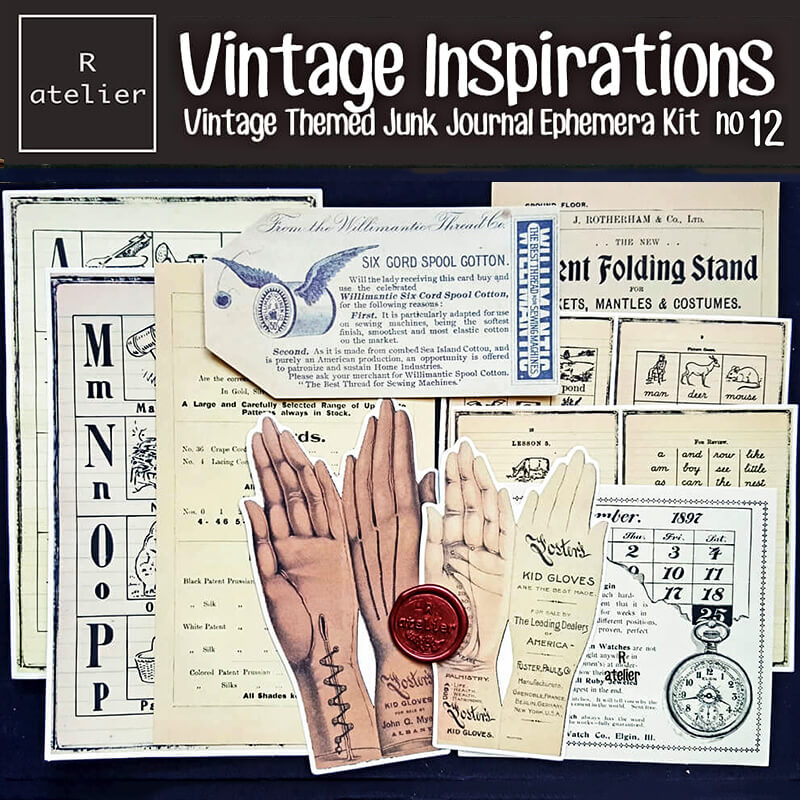 Vintage Inspirations Scrapbooking Paper Sticker Ephemera Kit