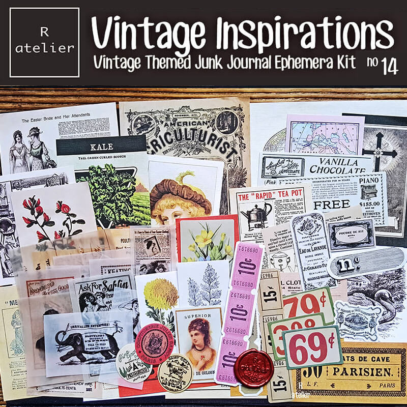 Vintage Inspirations Scrapbooking Stickers Paper Ephemera Kit