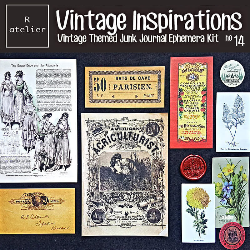 Vintage Inspirations Scrapbooking Stickers Paper Ephemera Kit