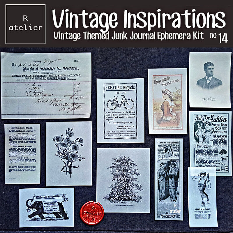 Vintage Inspirations Scrapbooking Stickers Paper Ephemera Kit