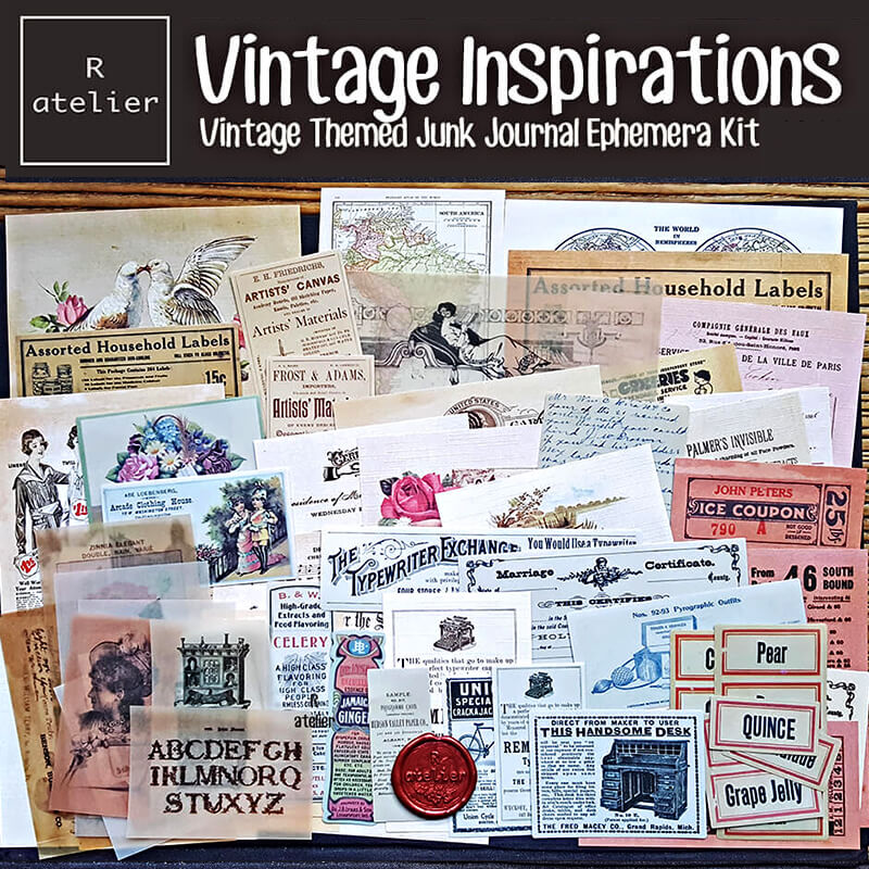 Vintage Inspirations Scrapbooking Stickers Paper Ephemera Kit