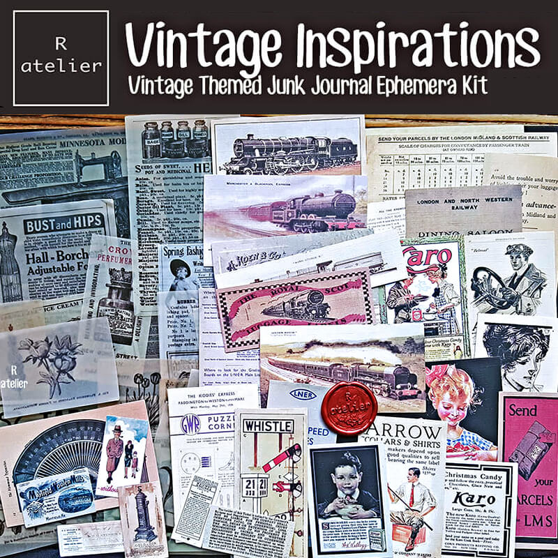 Vintage Inspirations Scrapbooking Stickers Paper Ephemera Kit