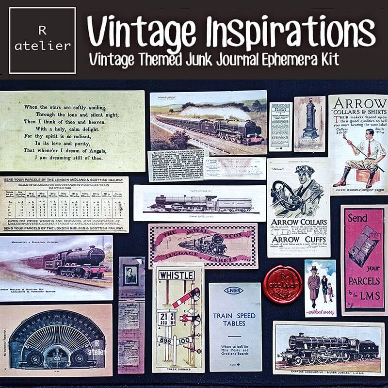 Vintage Inspirations Scrapbooking Stickers Paper Ephemera Kit