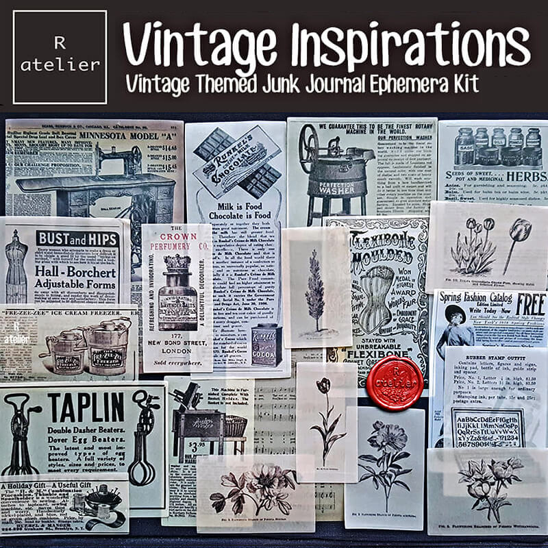 Vintage Inspirations Scrapbooking Stickers Paper Ephemera Kit