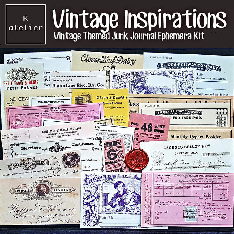 Vintage Inspirations Scrapbooking Stickers Paper Ephemera Kit