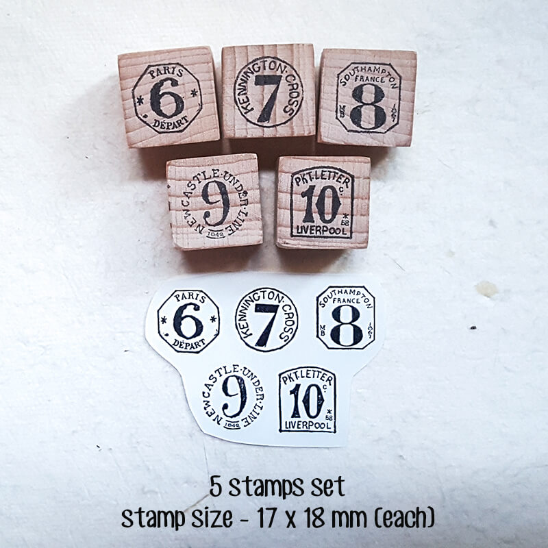 Numbers Numerals Postmarks Postal Ephemera Scrapbooking Wooden Stamp