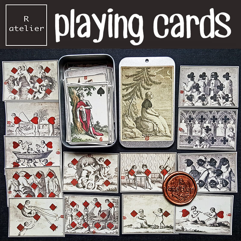 Vintage Playing Cards Scrapbooking Stickers (with Metal Tin Box)