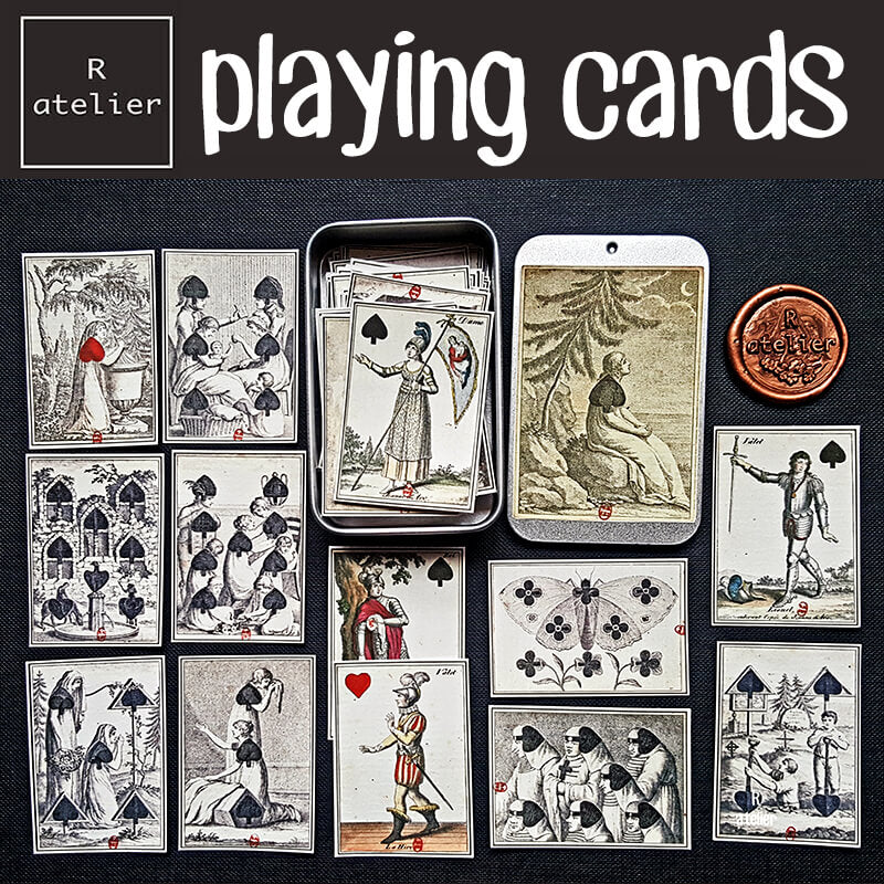 Vintage Playing Cards Scrapbooking Stickers (with Metal Tin Box)