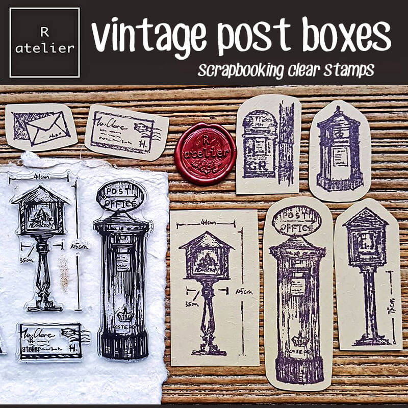 Vintage Mail Post Boxes Scrapbooking Clear Stamps R atelier vintage-mail-post-boxes-scrapbooking-clear-stamps-r-atelier
