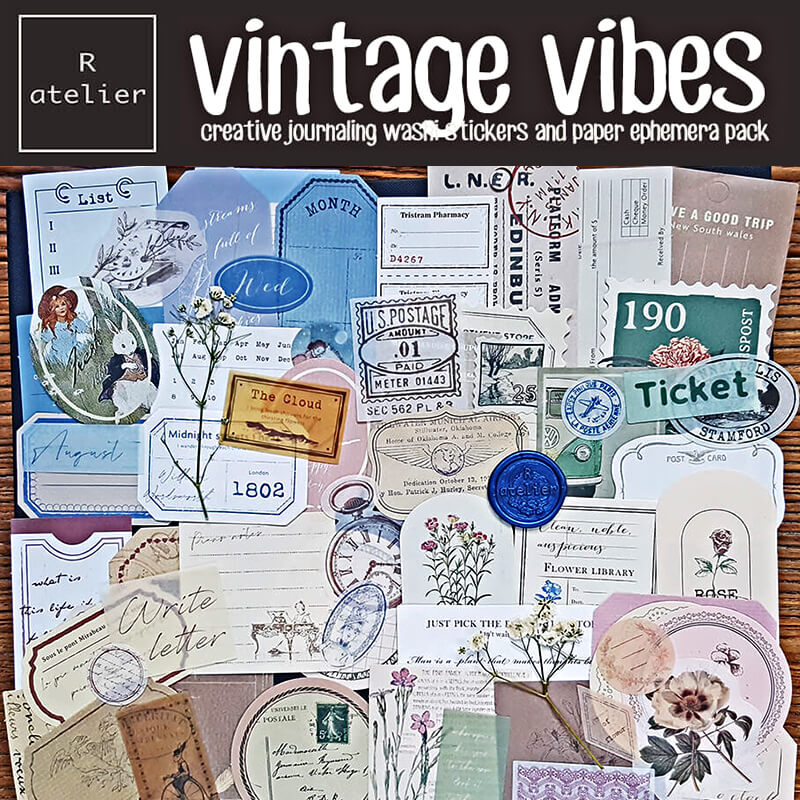 Vintage Vibes Scrapbooking Paper + Stickers