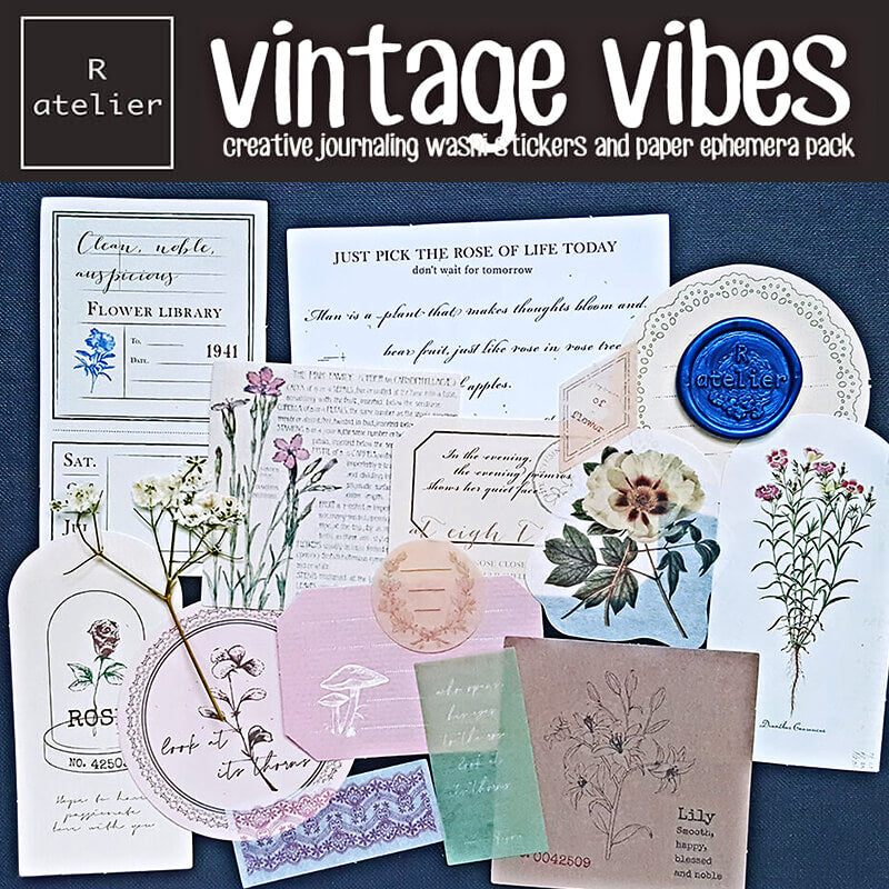 Vintage Vibes Scrapbooking Paper + Stickers