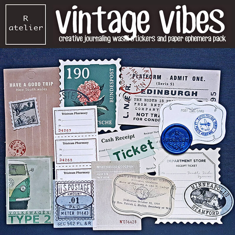 Vintage Vibes Scrapbooking Paper + Stickers