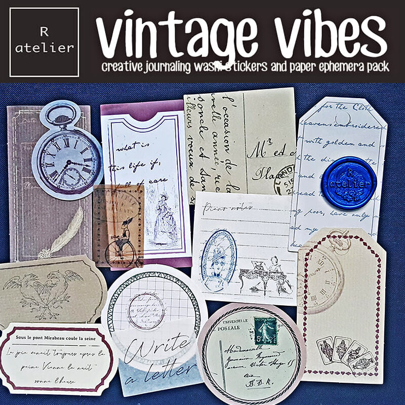 Vintage Vibes Scrapbooking Paper + Stickers