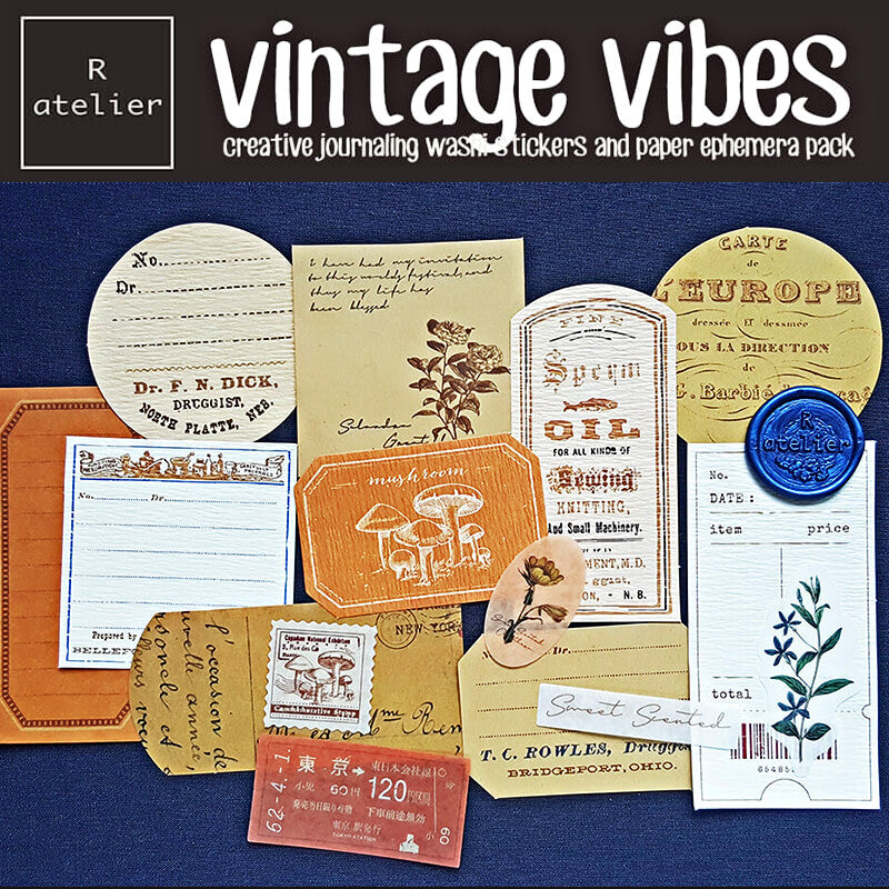 Vintage Vibes Scrapbooking Paper + Stickers