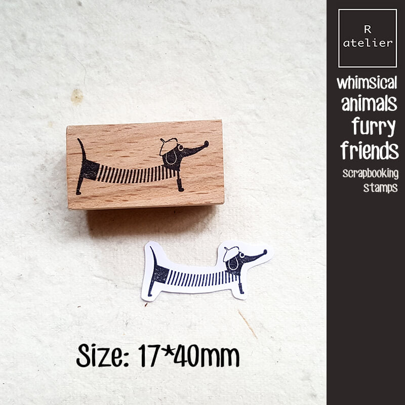 Whimsical Animals Furry Friends Scrapbooking Wooden Stamp